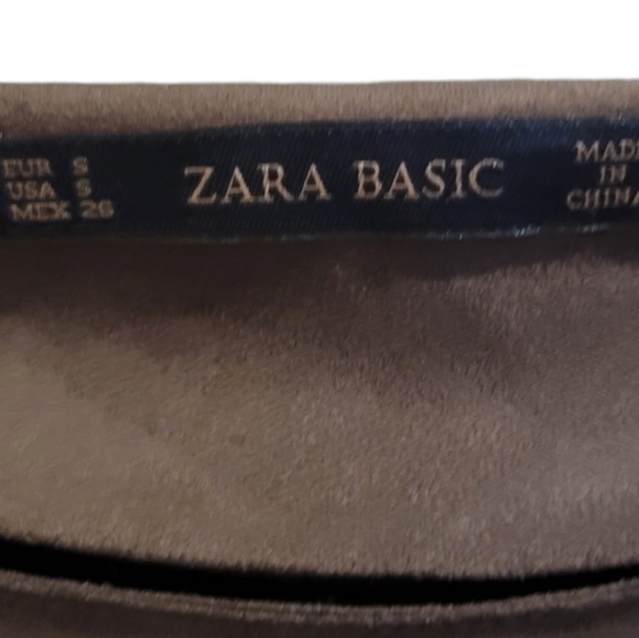 ZARA FAUX SUEDE, LACE, BROWN OLIVE  DRESS,  SIZE S, NWOT - Picture 2 of 5